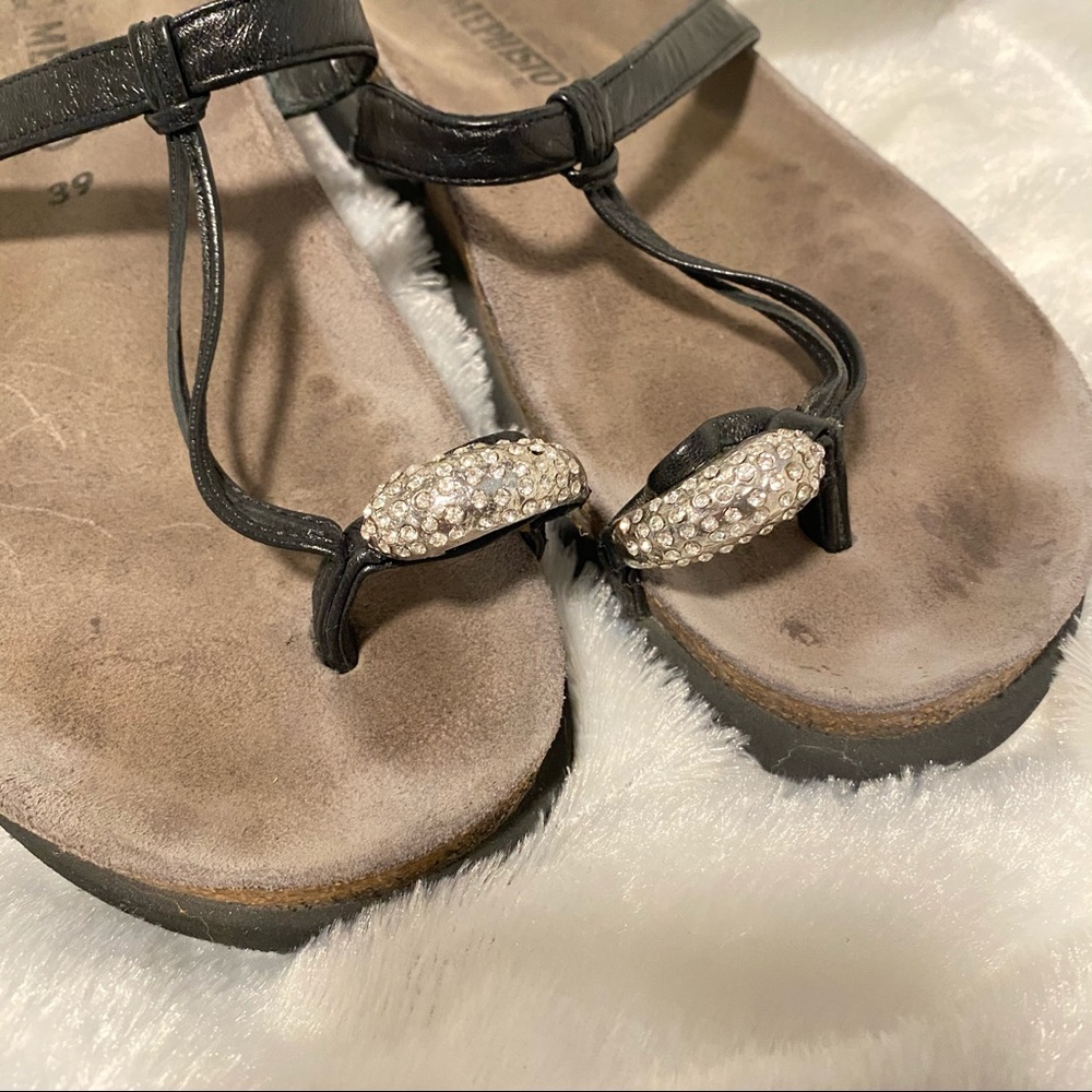 Mephisto Toe Bling Cork Footbed Sandals Sz39